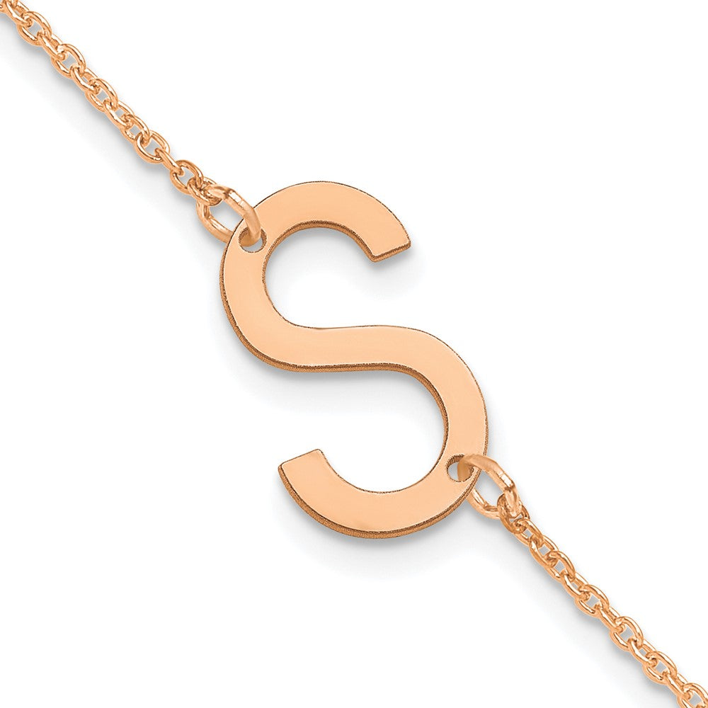 14k Rose Gold Small Initial S Bracelet