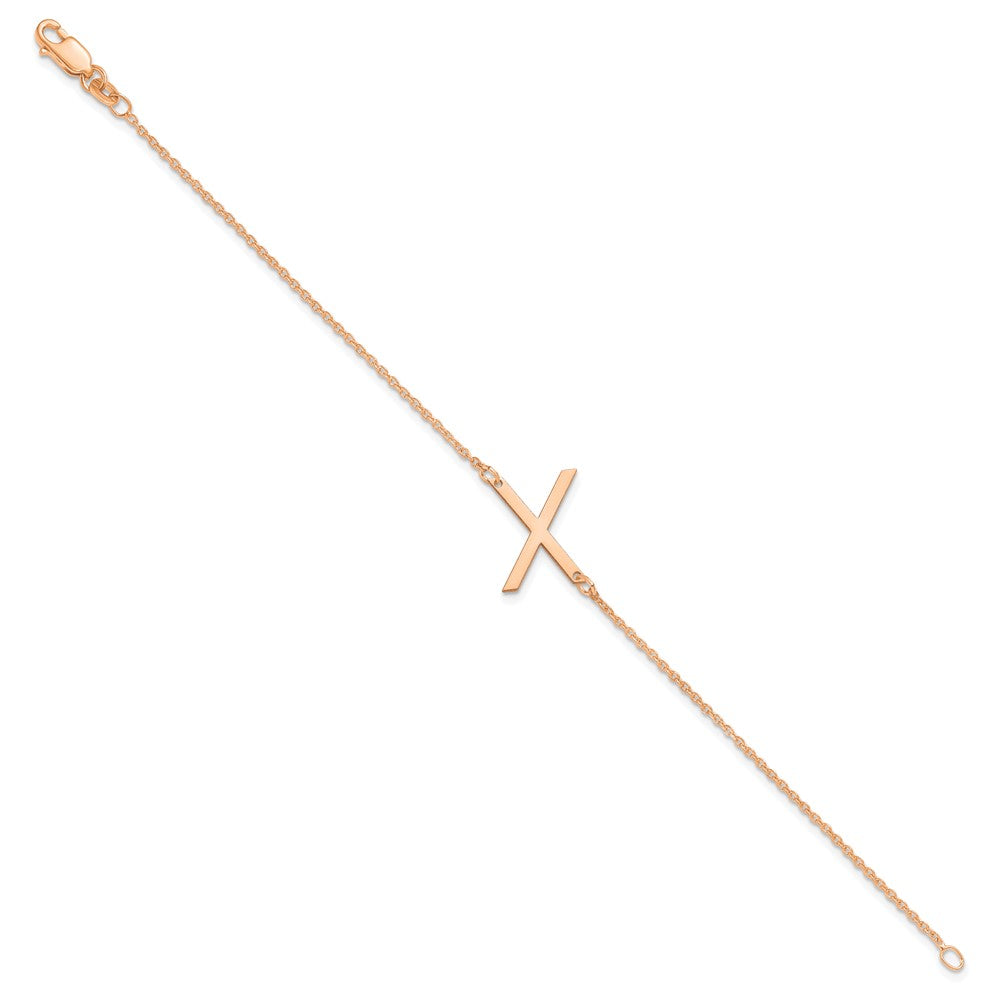 14K Rose Gold Polished Small Letter X Bracelet