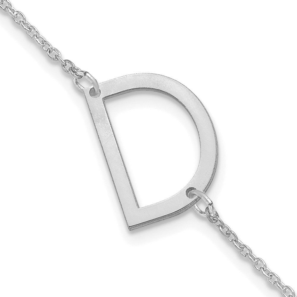 Sterling Silver Polished Small Letter D Bracelet