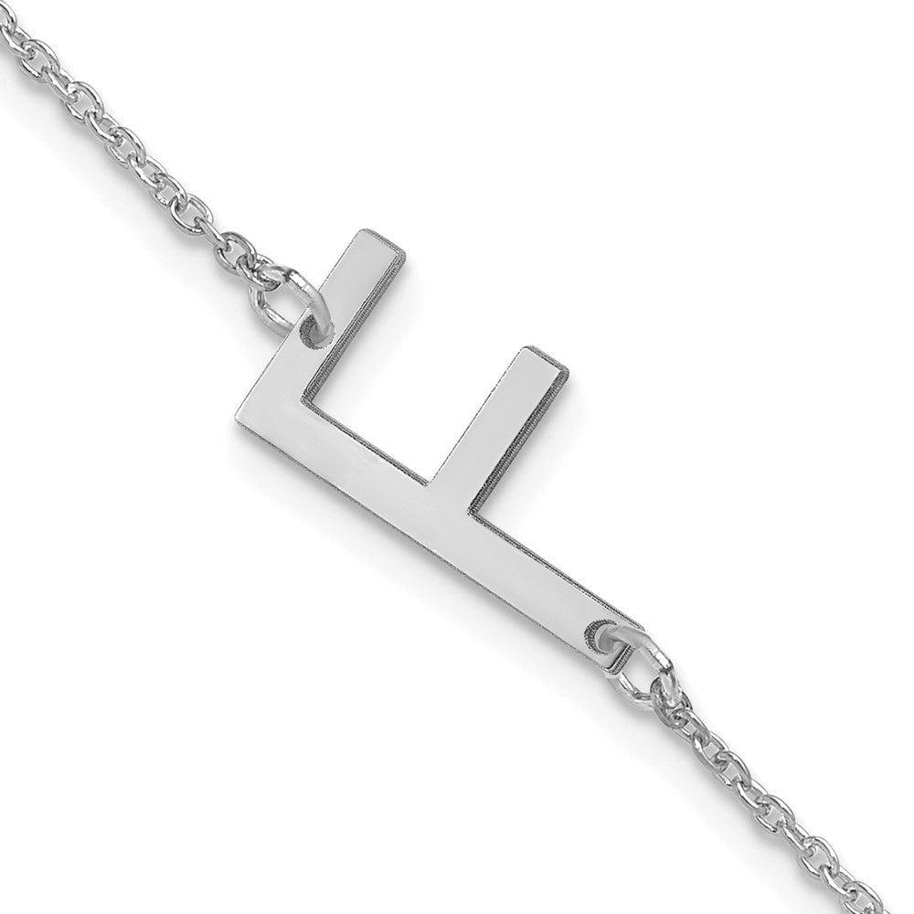 Sterling Silver Polished Small Letter F Bracelet