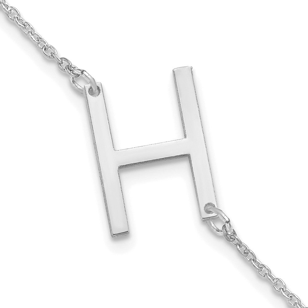 Sterling Silver Polished Small Letter H Bracelet