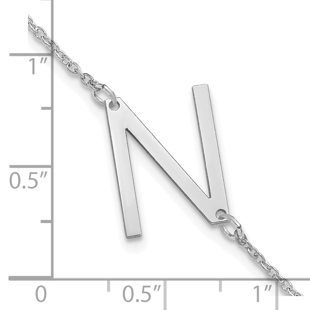Sterling Silver Polished Small Letter N Bracelet