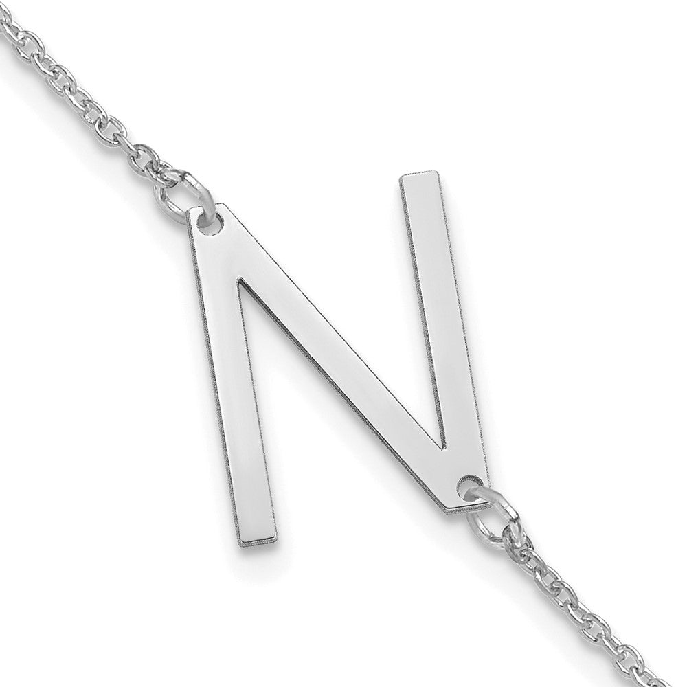 Sterling Silver Polished Small Letter N Bracelet