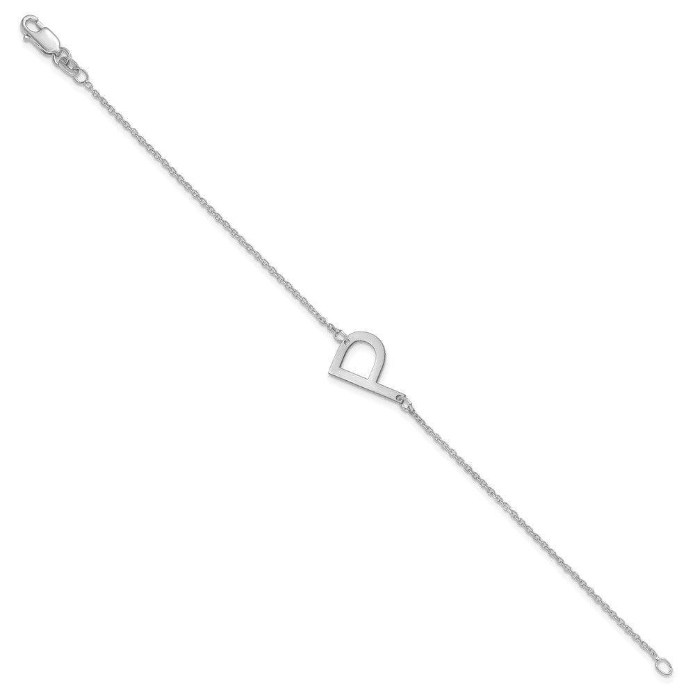 Sterling Silver Polished Small Letter P Bracelet