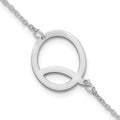 Sterling Silver Polished Small Letter Q Bracelet