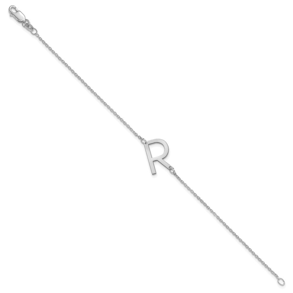 Sterling Silver Polished Small Letter R Bracelet