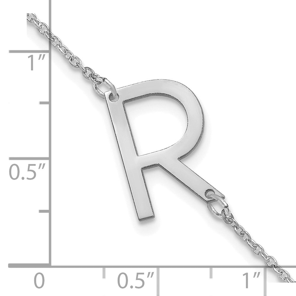 Sterling Silver Polished Small Letter R Bracelet