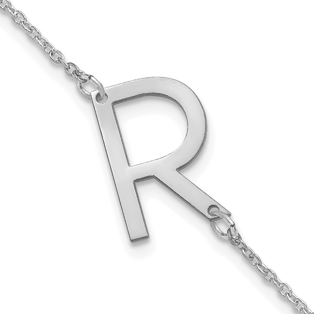 Sterling Silver Polished Small Letter R Bracelet