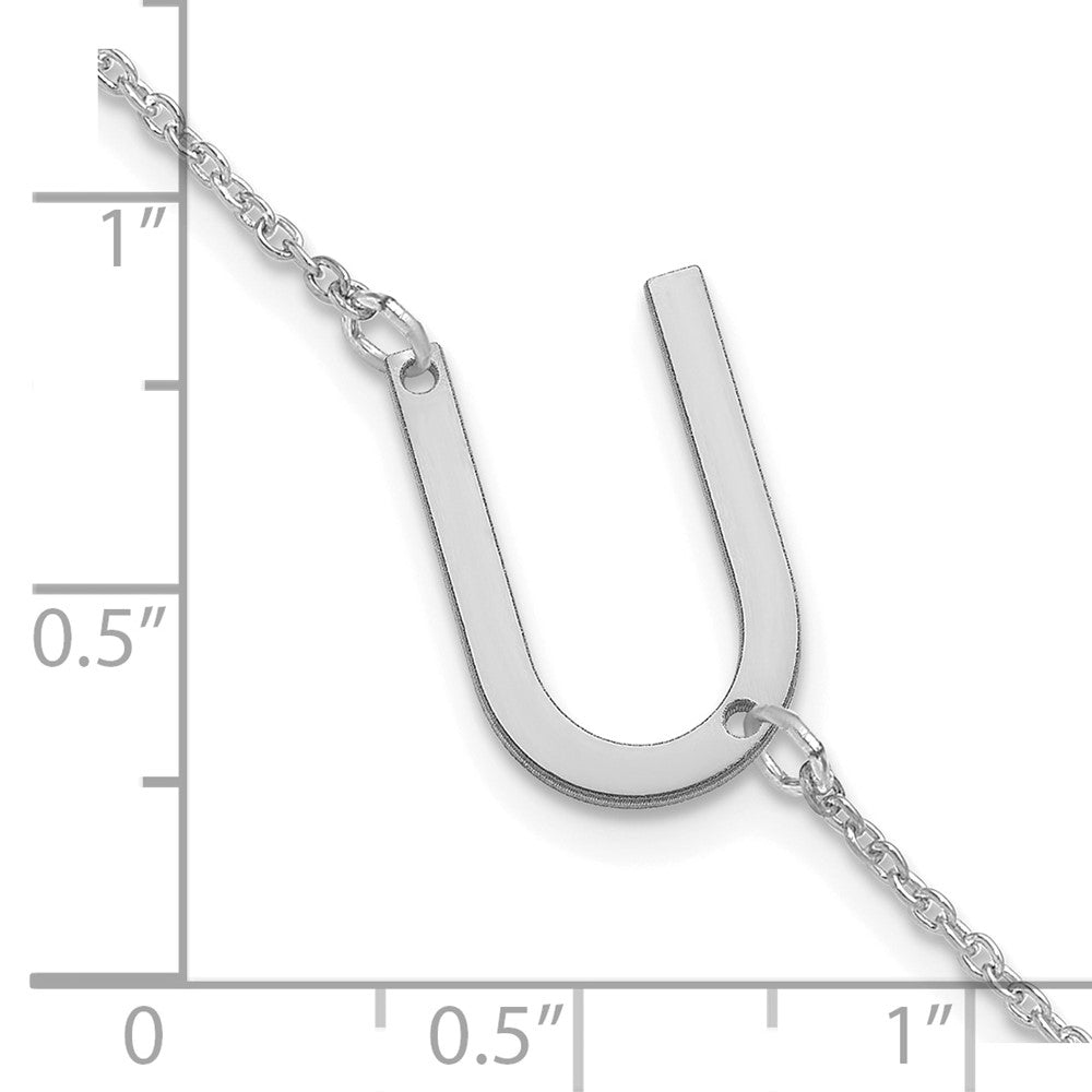 Sterling Silver Polished Small Letter U Bracelet