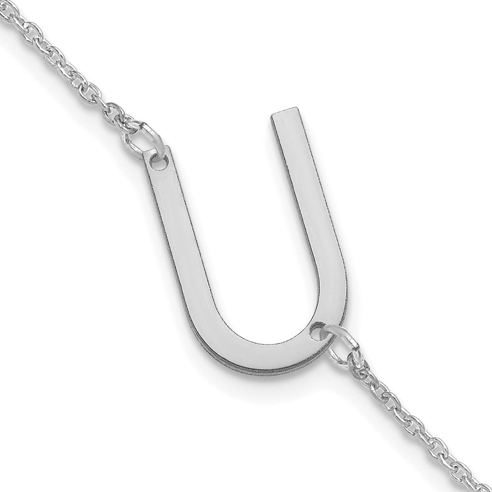 Sterling Silver Polished Small Letter U Bracelet