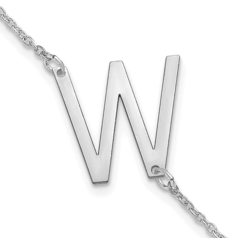 Sterling Silver Polished Small Letter W Bracelet