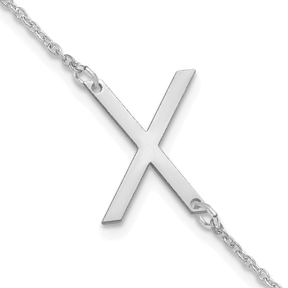 Sterling Silver Polished Small Letter X Bracelet