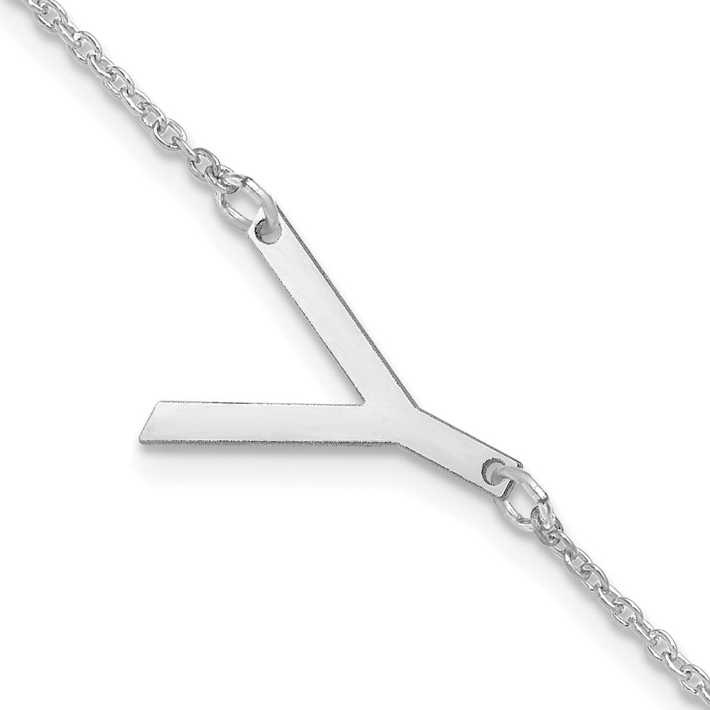 Sterling Silver Polished Small Letter Y Bracelet