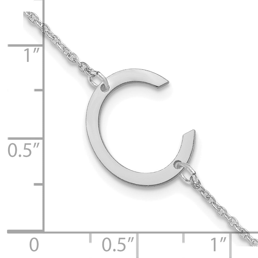 14K White Gold Polished Small Letter C Bracelet
