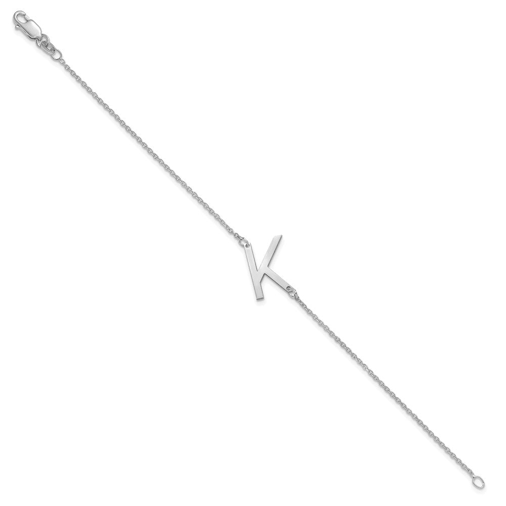 14K White Gold Polished Small Letter K Bracelet