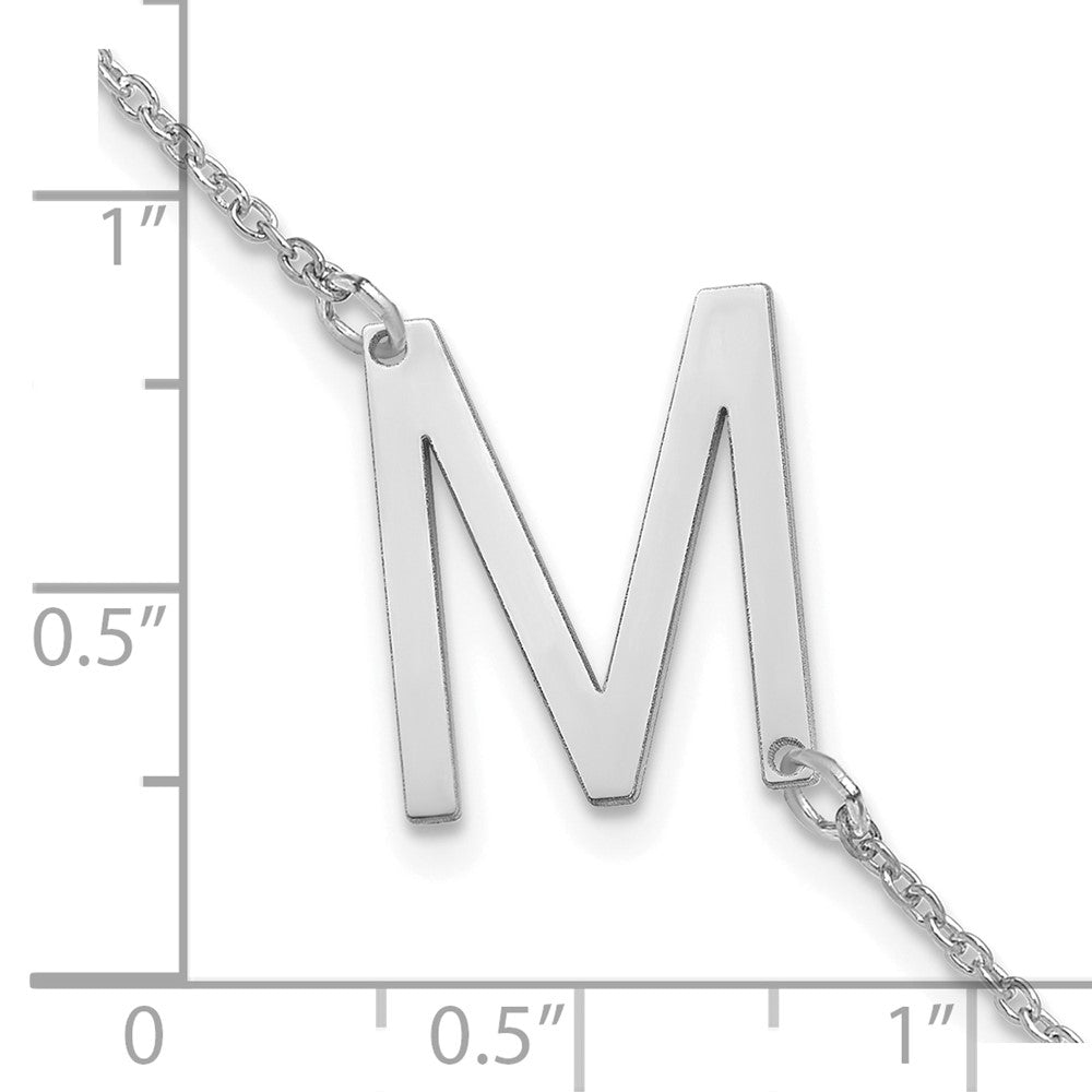 14K White Gold Polished Small Letter M Bracelet