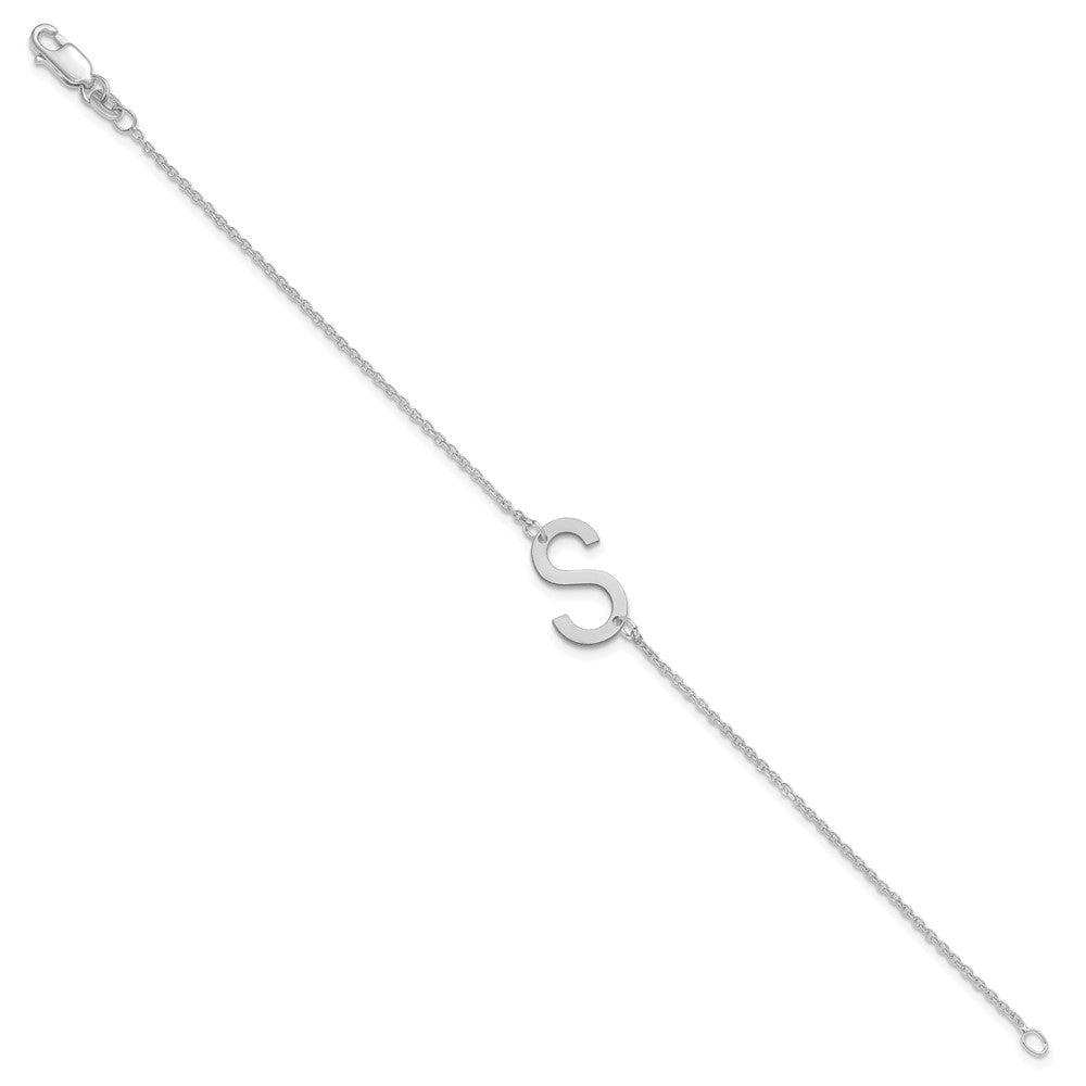 14k White Gold Small Initial S Bracelet