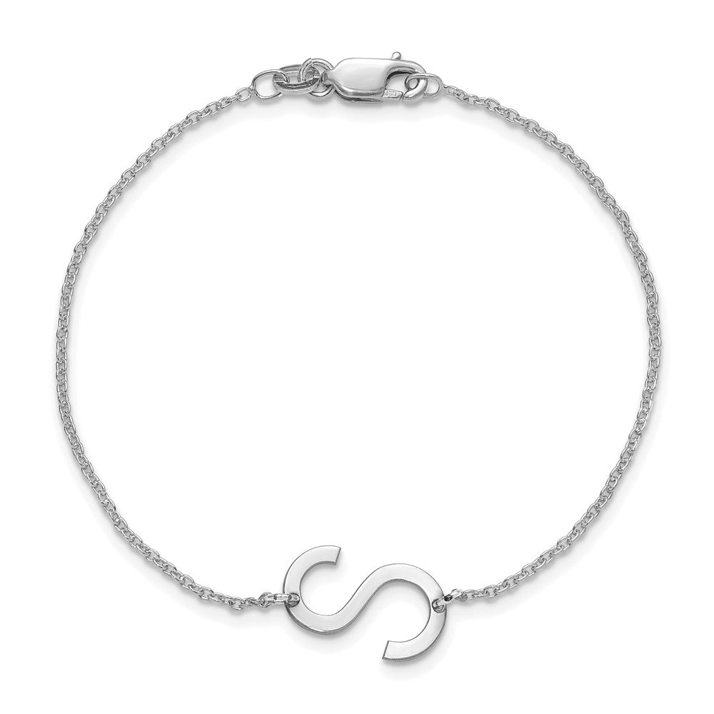 14k White Gold Small Initial S Bracelet