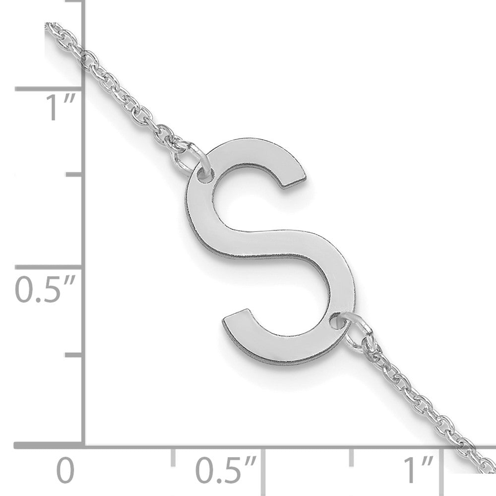 14k White Gold Small Initial S Bracelet