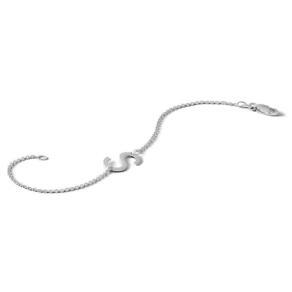 14k White Gold Small Initial S Bracelet