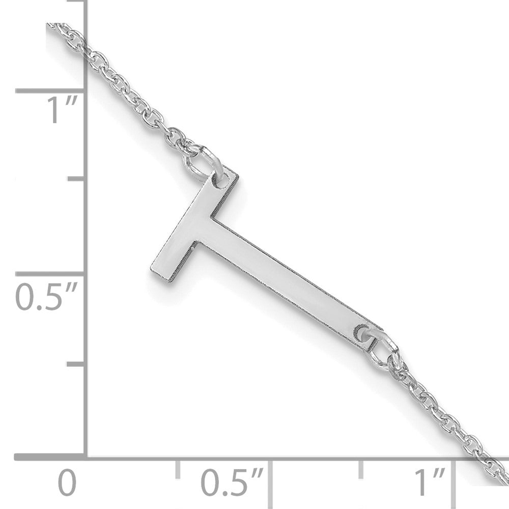 14K White Gold Polished Small Letter T Bracelet