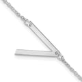 14K White Gold Polished Small Letter V Bracelet