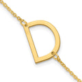 14K Yellow Gold Polished Small Letter D Bracelet
