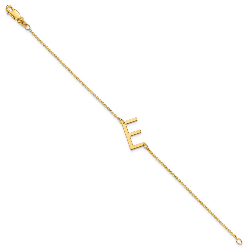 14K Yellow Gold Polished Small Letter E Bracelet