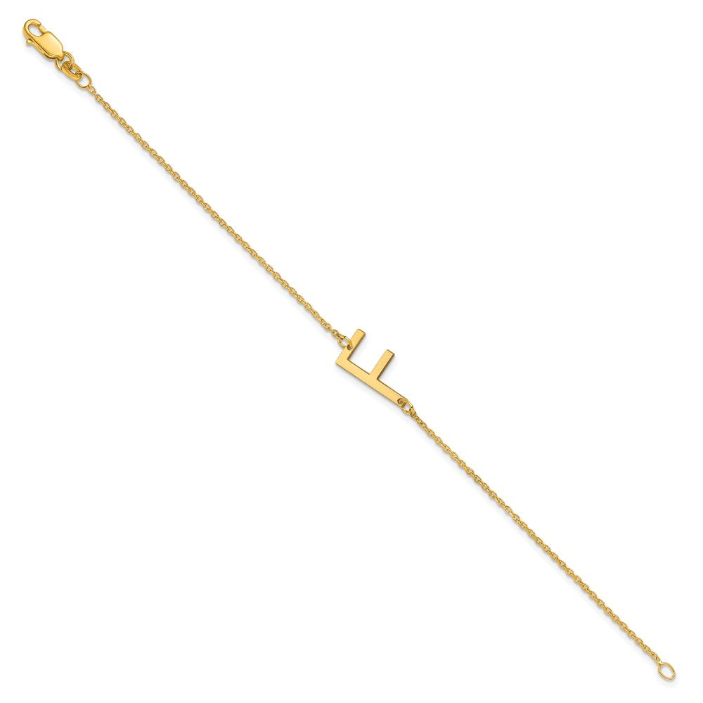 14K Yellow Gold Polished Small Letter F Bracelet