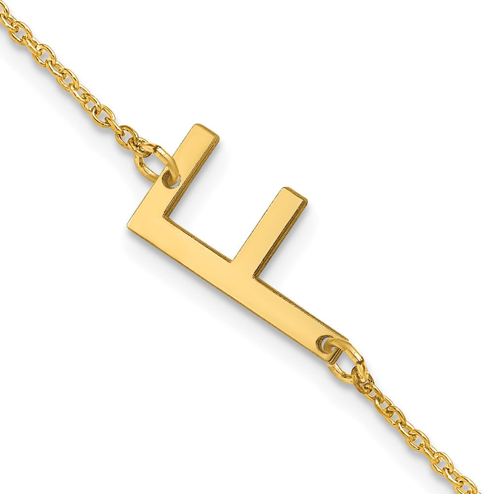 14K Yellow Gold Polished Small Letter F Bracelet