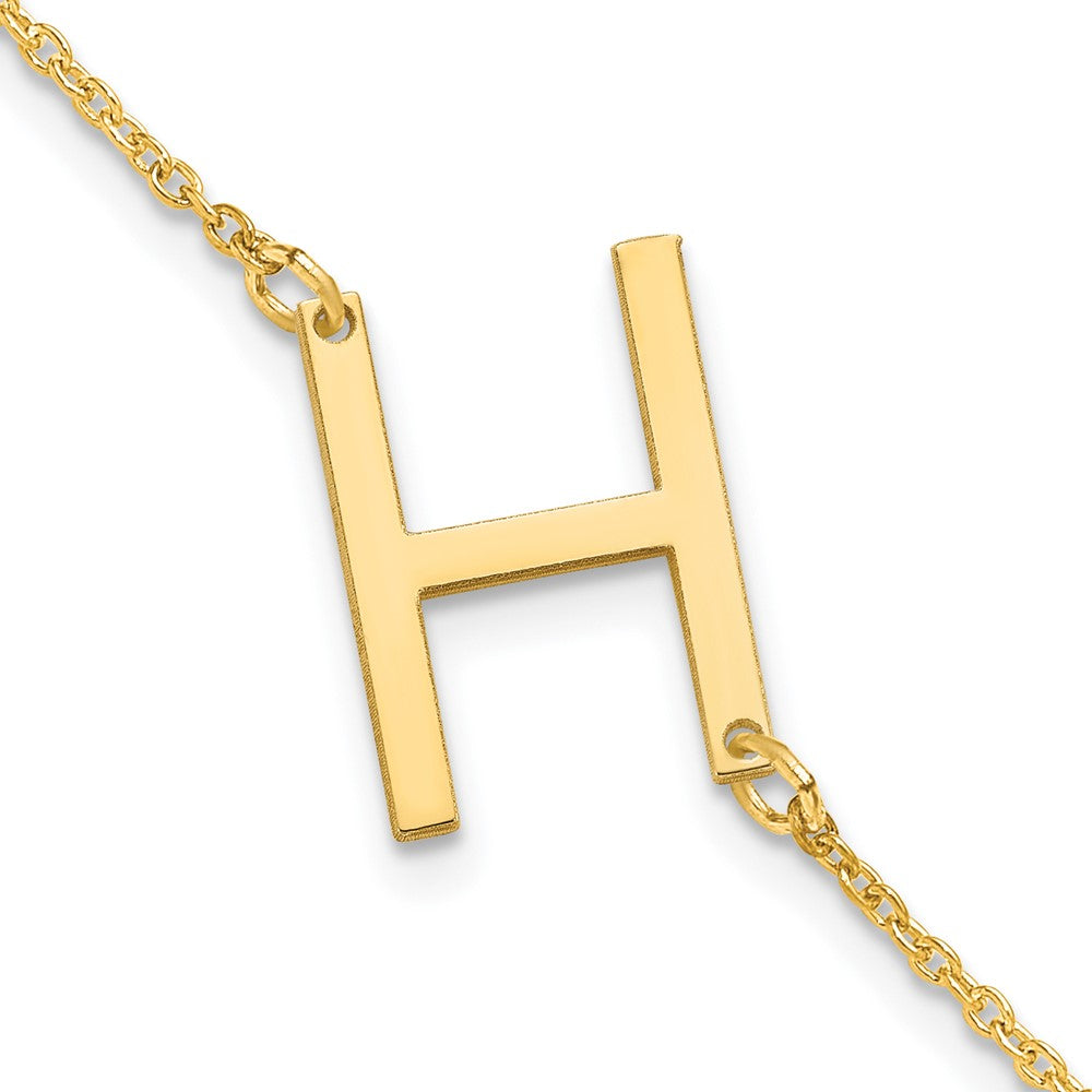 14K Yellow Gold Polished Small Letter H Bracelet