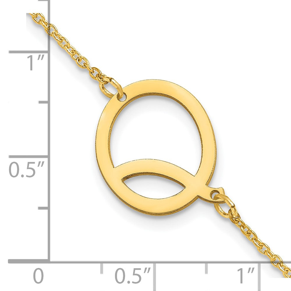 14K Yellow Gold Polished Small Letter Q Bracelet