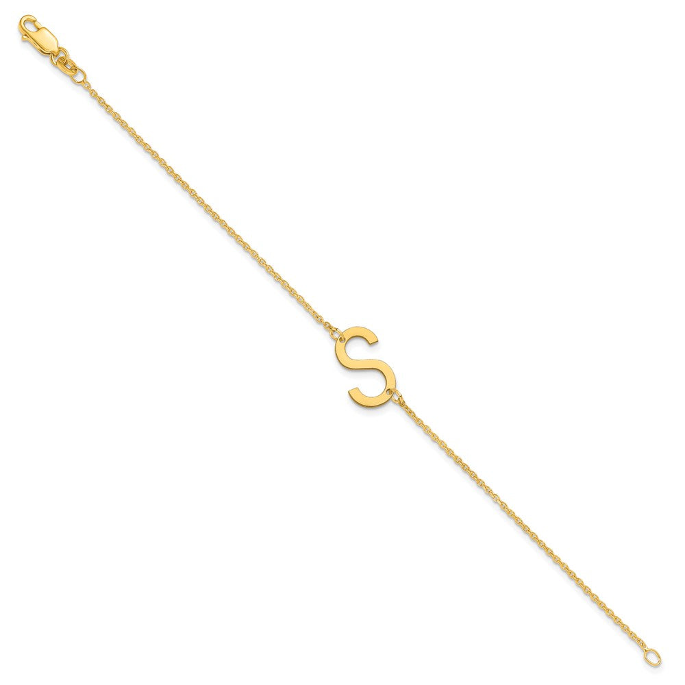 14k Yellow Gold Small Initial S Bracelet