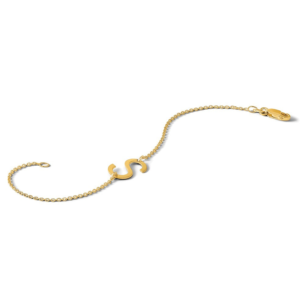 14k Yellow Gold Small Initial S Bracelet