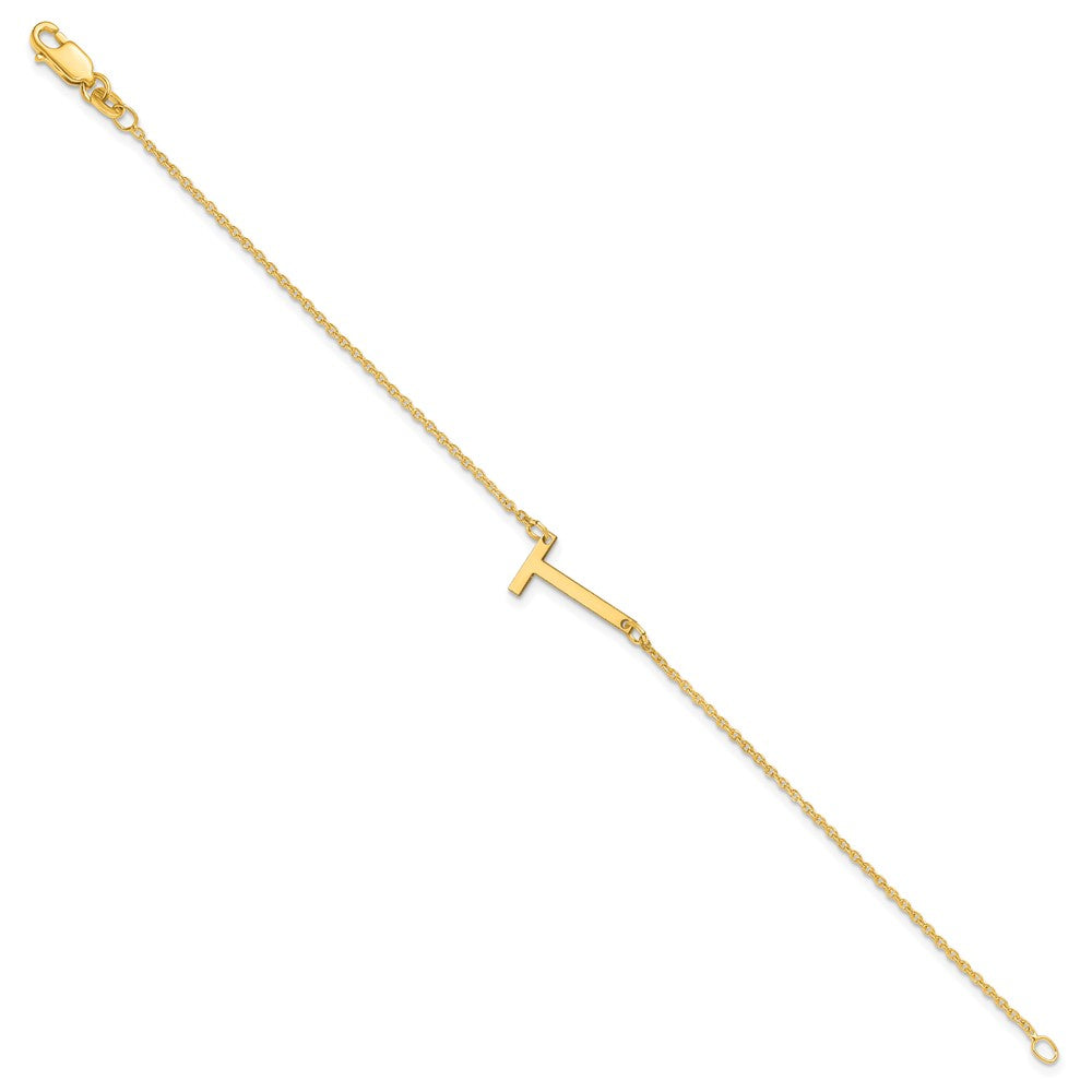 14K Yellow Gold Polished Small Letter T Bracelet