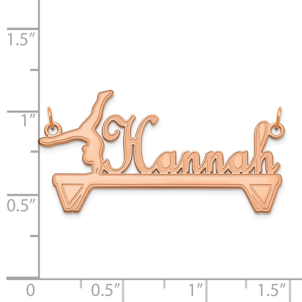 Sterling Silver/Rose Gold Plated Gymnastics Nameplate