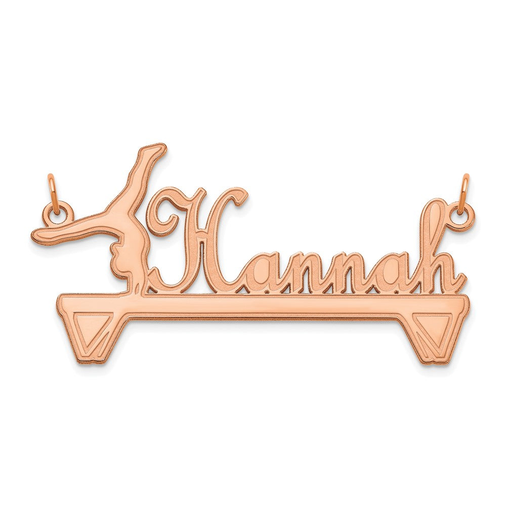 Sterling Silver/Rose Gold Plated Gymnastics Nameplate