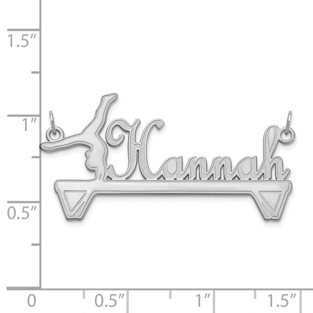 Sterling Silver/Rhodium-plated Gymnastics Nameplate