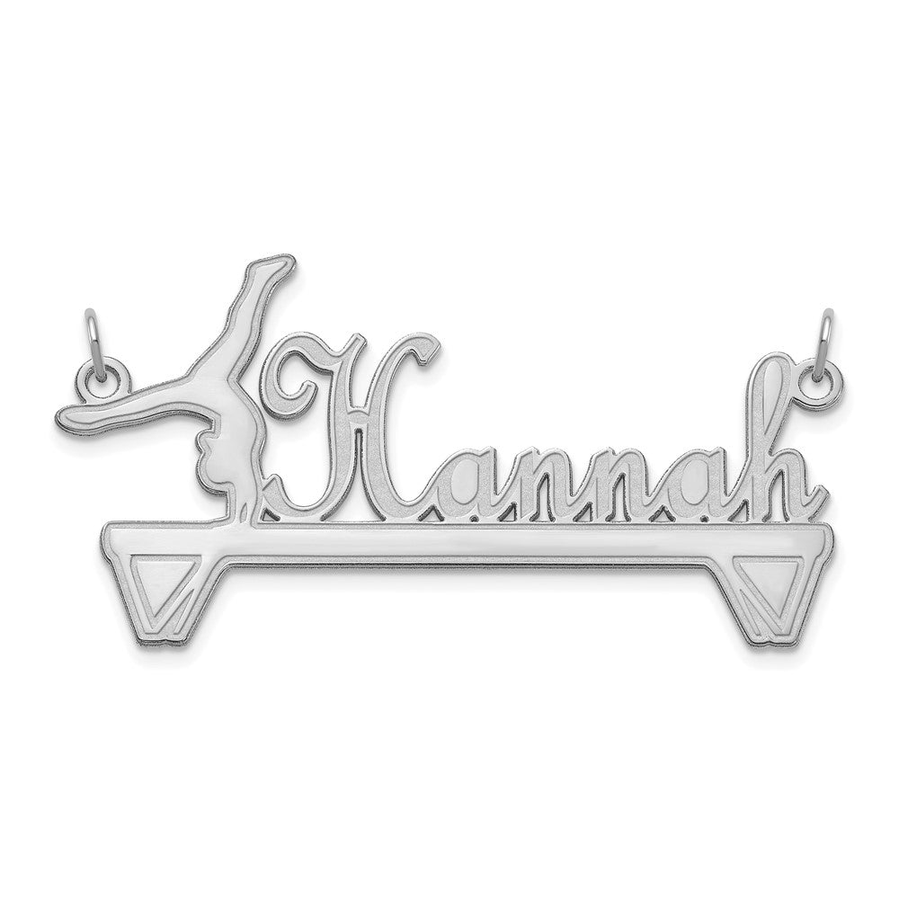 Sterling Silver/Rhodium-plated Gymnastics Nameplate