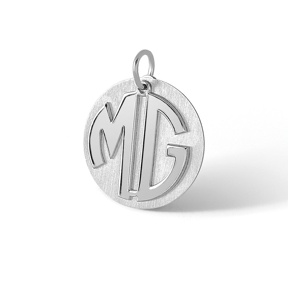 14k White Gold Reversible Monogram Disc Charm