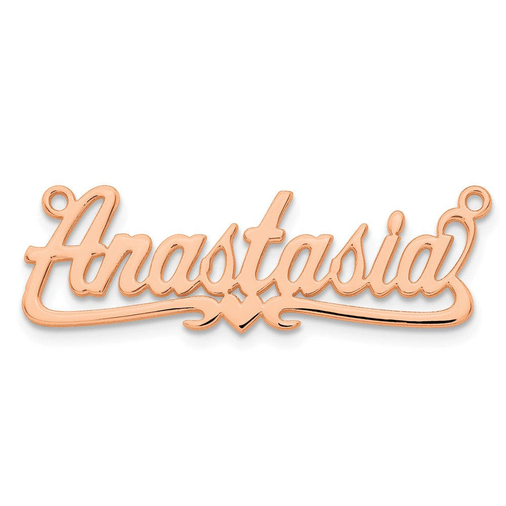 Sterling Silver/Rose-plated Polished Heart Name Plate