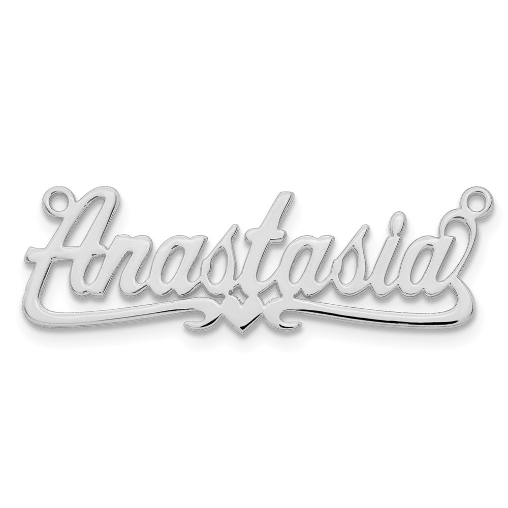 Sterling Silver/Rhodium-plated Polished Heart Name Plate
