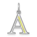 Sterling Silver/Rhodium-plated Line Epoxy Initial Charm