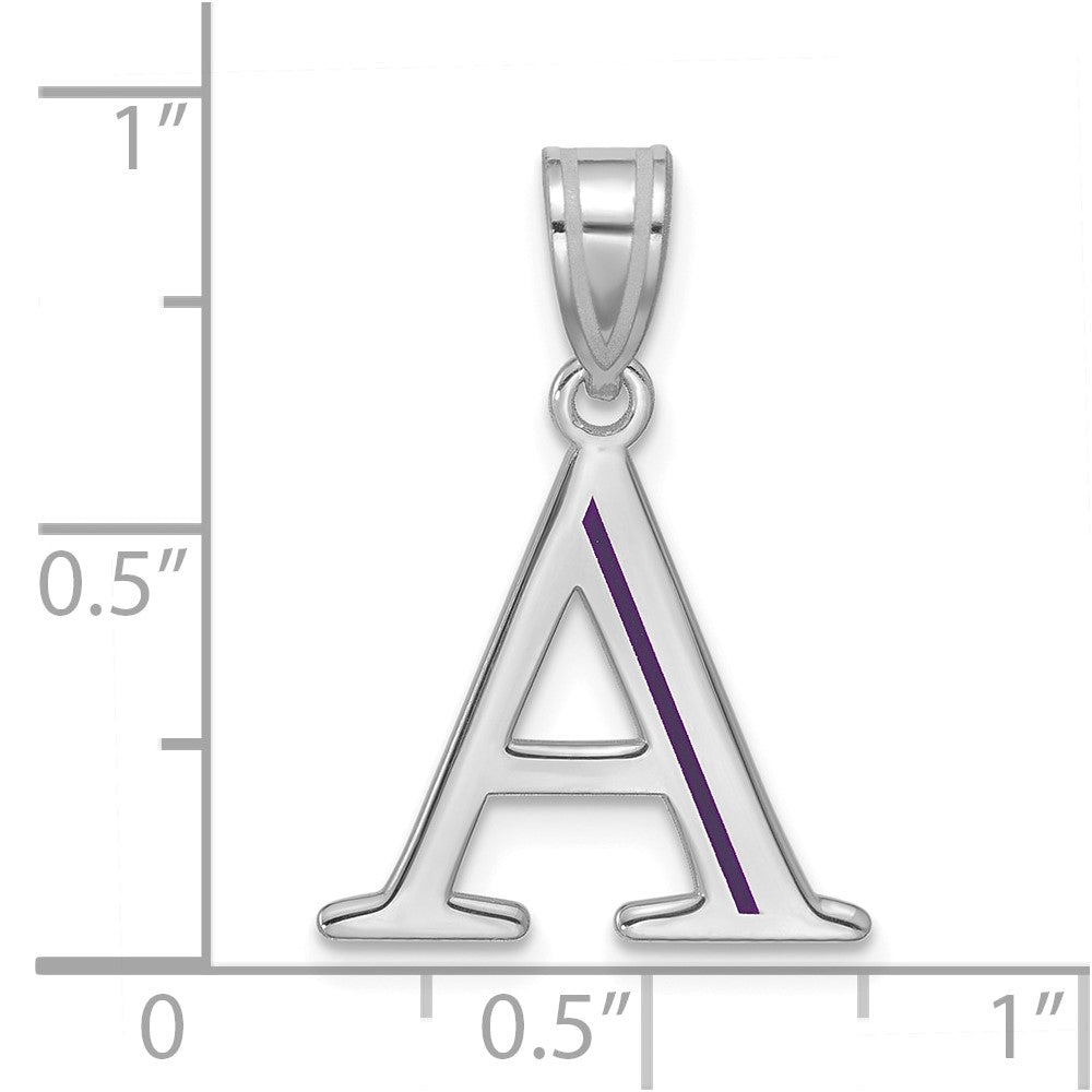14k White Gold Line Epoxy Initial Pendant