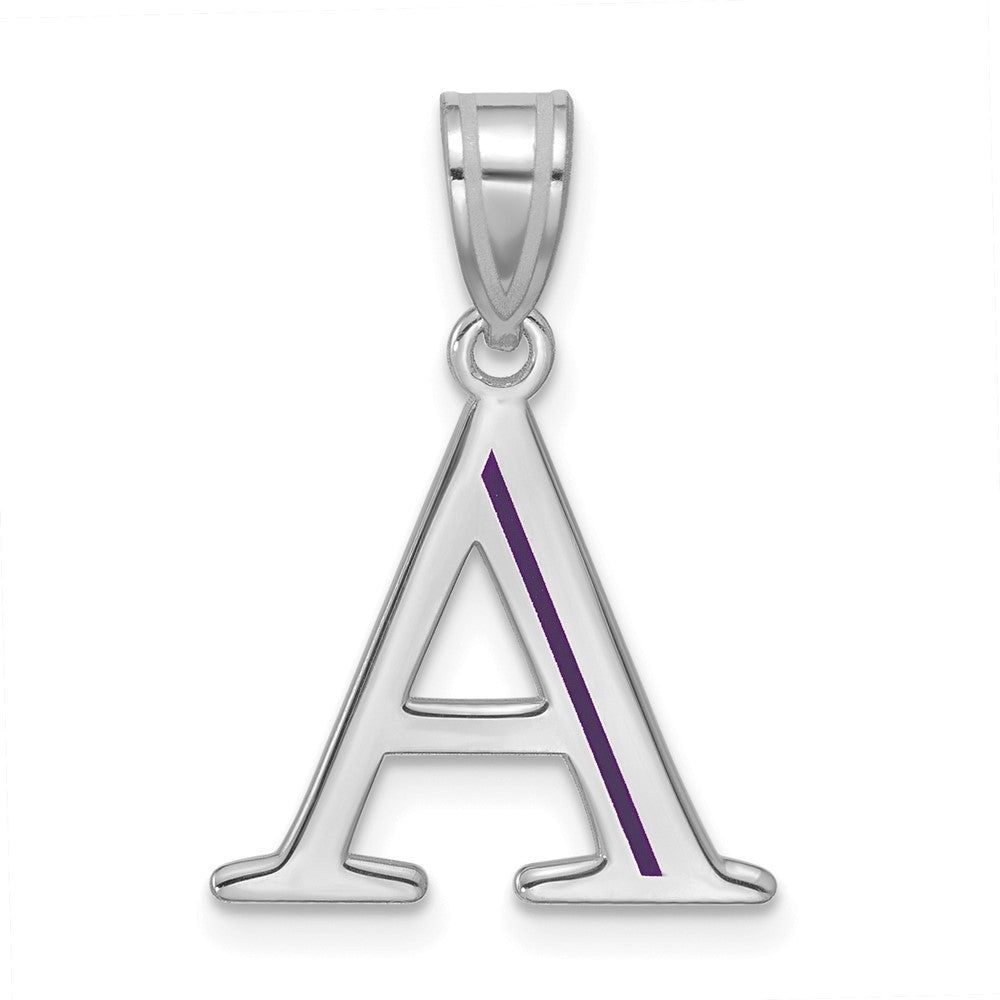 14k White Gold Line Epoxy Initial Pendant