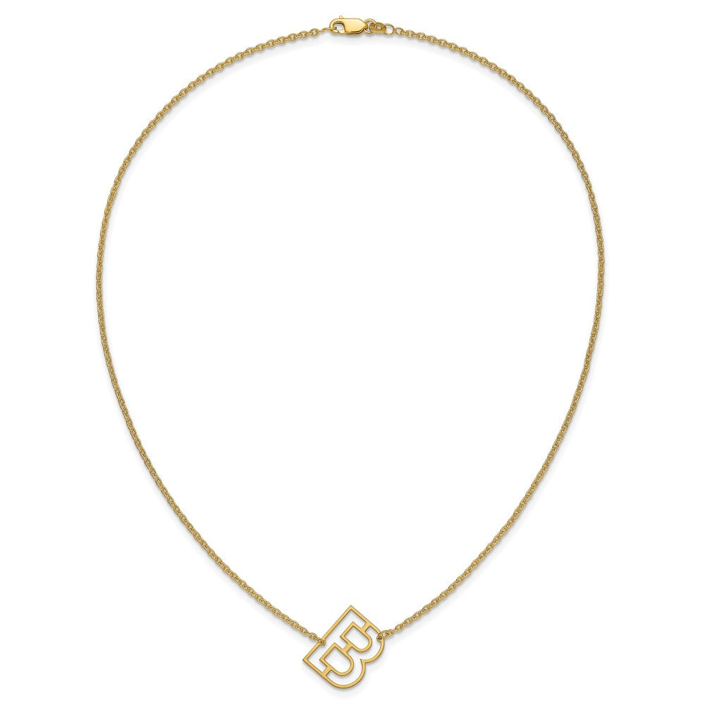 Sterling Silver/Gold-Plated Sideways Cut Out Initial B Necklace