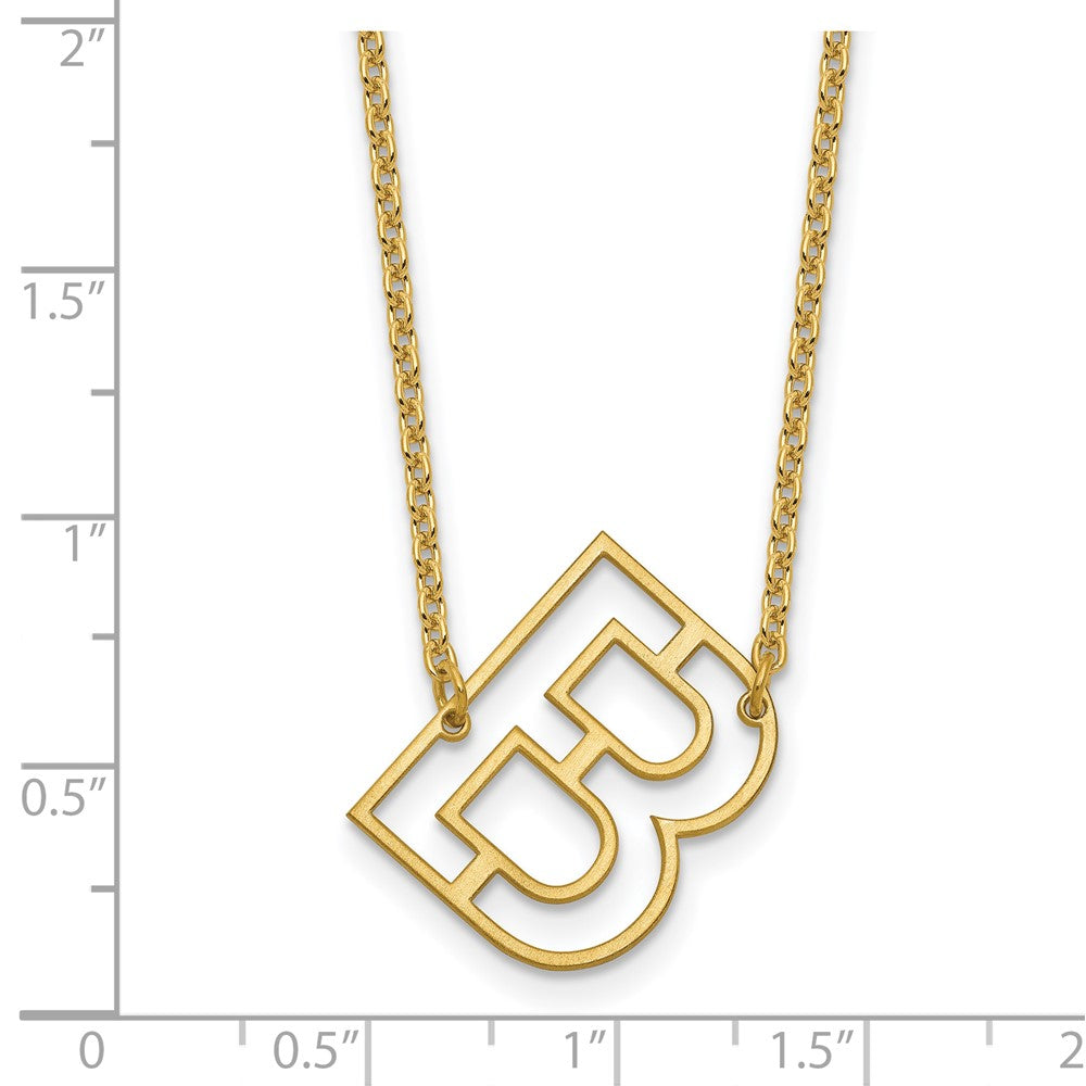 Sterling Silver/Gold-Plated Sideways Cut Out Initial B Necklace