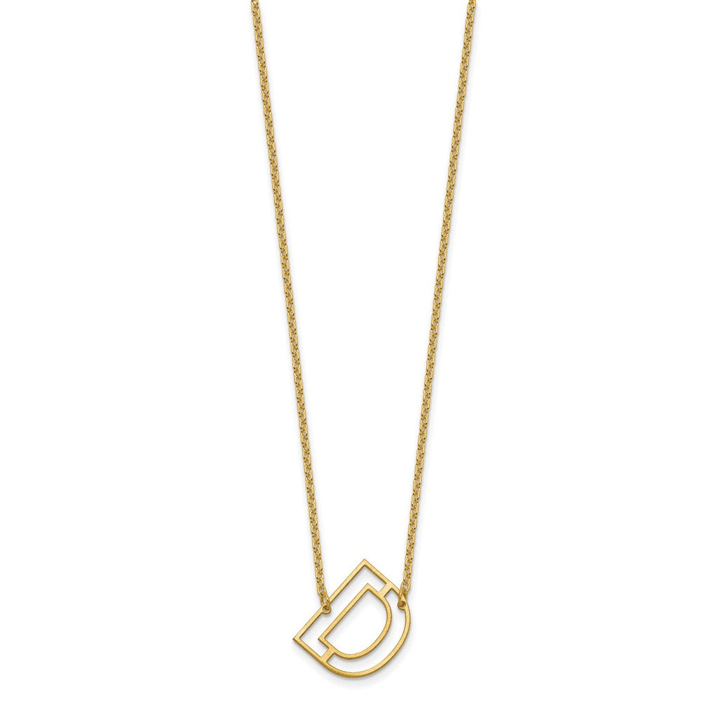 Sterling Silver/Gold-Plated Sideways Cut Out Initial D Necklace