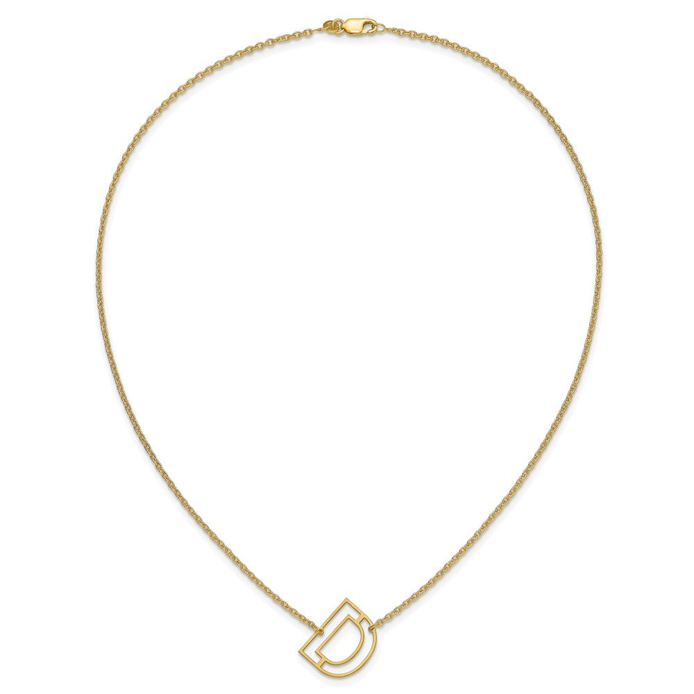 Sterling Silver/Gold-Plated Sideways Cut Out Initial D Necklace