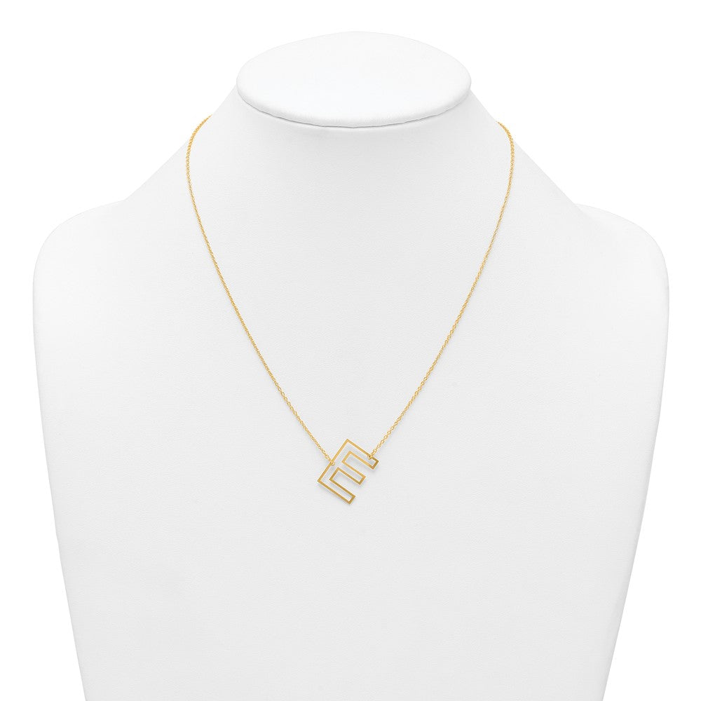 Sterling Silver/Gold-Plated Sideways Cut Out Initial E Necklace